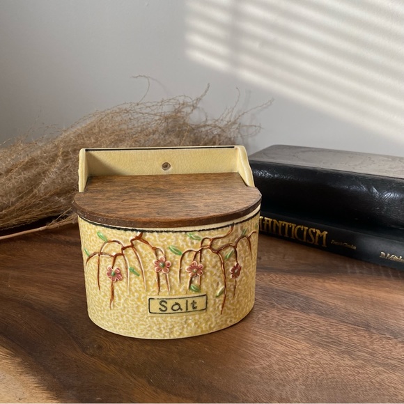 Vintage Wall Mounted Salt Box, Farmhouse Kitchen Decor - Picture 2 of 10